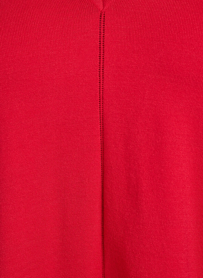 Blouse en fine maille avec col V et détail devant, Rouge, Packshot image number 2