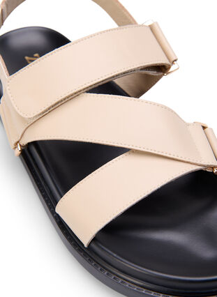 Leren sandaal met brede pasvorm en verstelbare bandjes, Irish Cream, Packshot image number 3