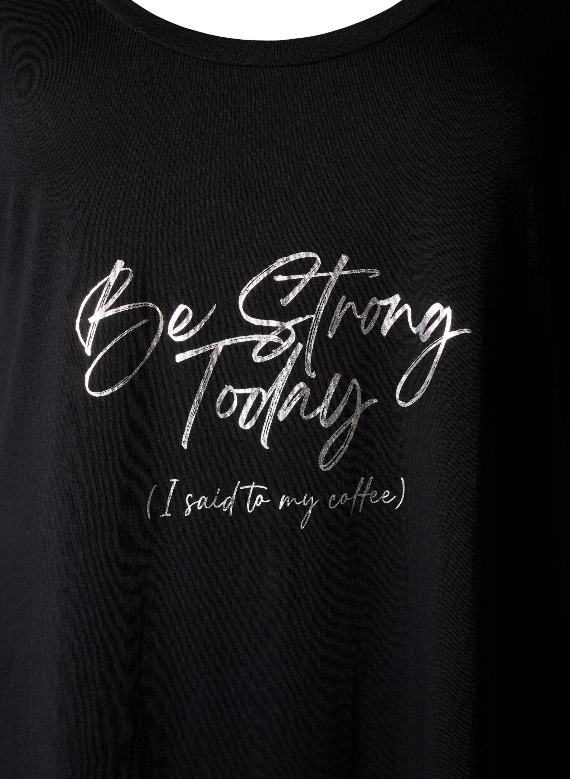 Zizzi Chemise de nuit &agrave; manches courtes en coton biologique, Noir, Packshot image number 2