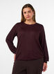 Blouse avec texture verticale et fils scintillants, Bordeaux, Model image number 0