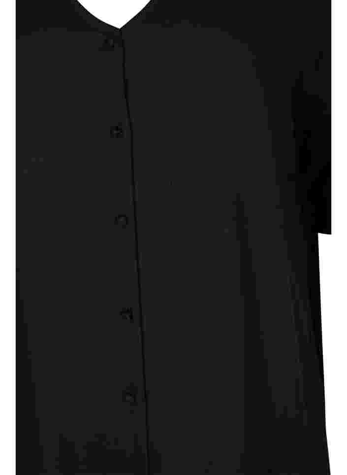 Robe chemise à manches courtes en viscose, Black, Packshot image number 2