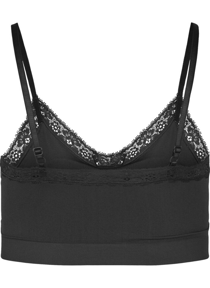 Soutien-gorge sans coutures avec bord en dentelle, Black, Packshot image number 1