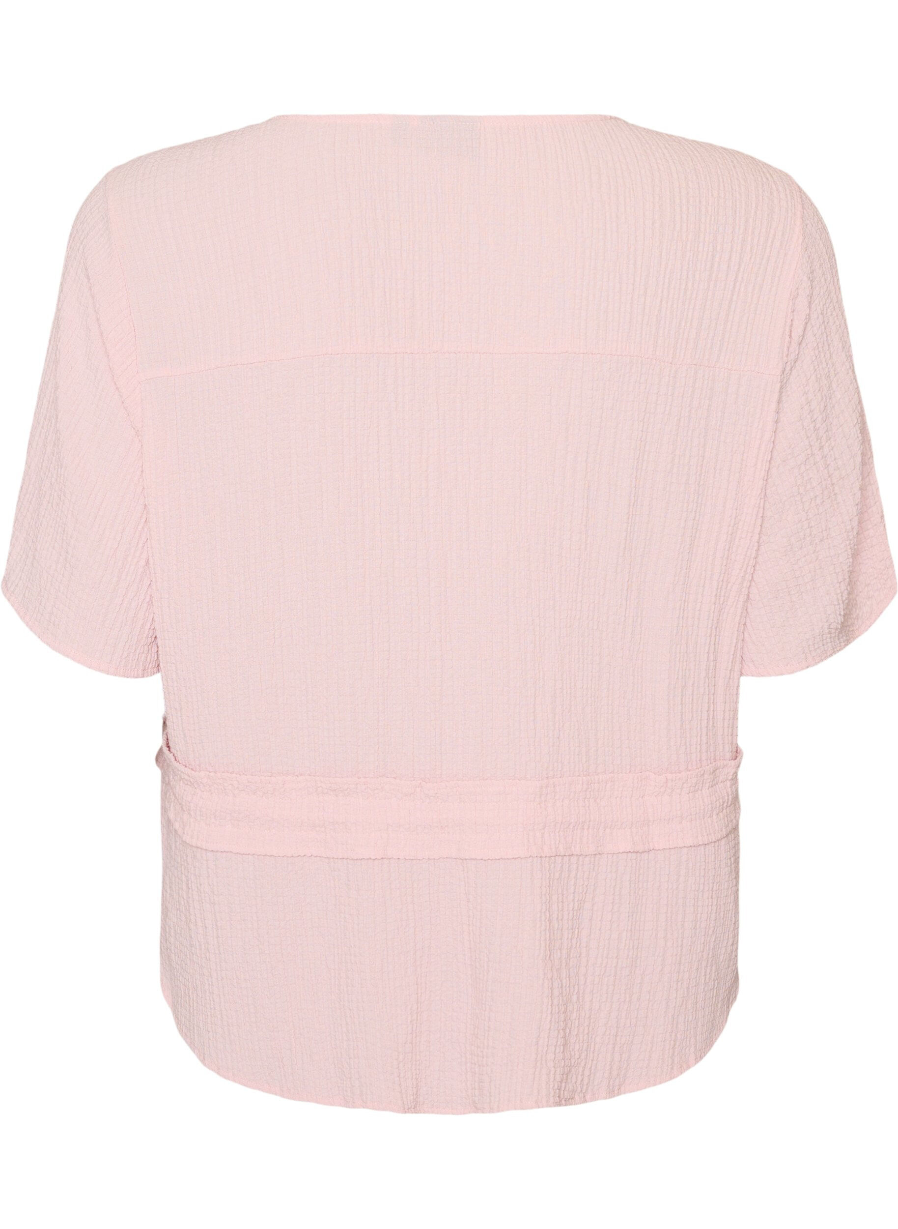 ZizziBlouse met textuur en een strik in de taille, Roze, Packshot image number 1