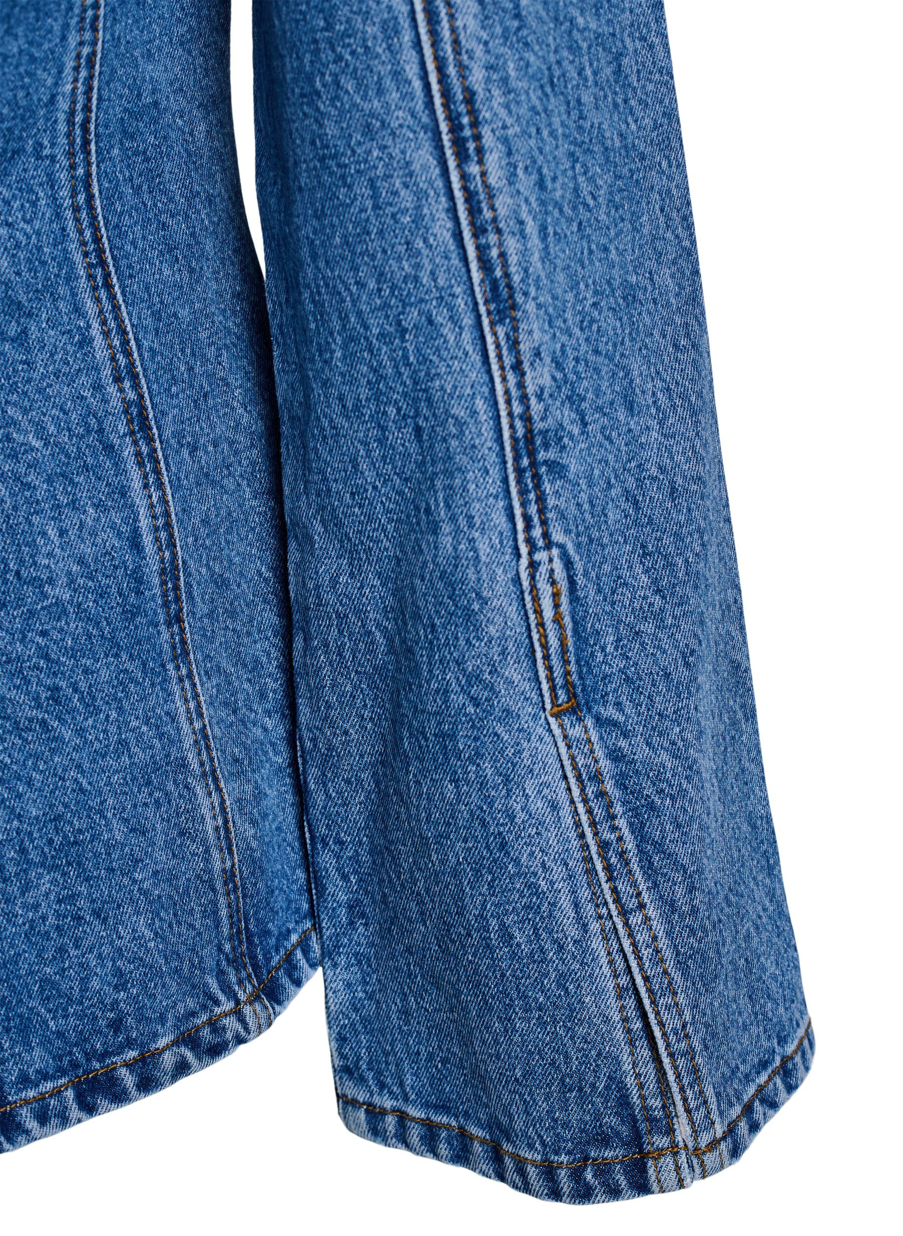 ZizziDenimjack met vormende naden en een V-hals, Blauw, Packshot image number 4