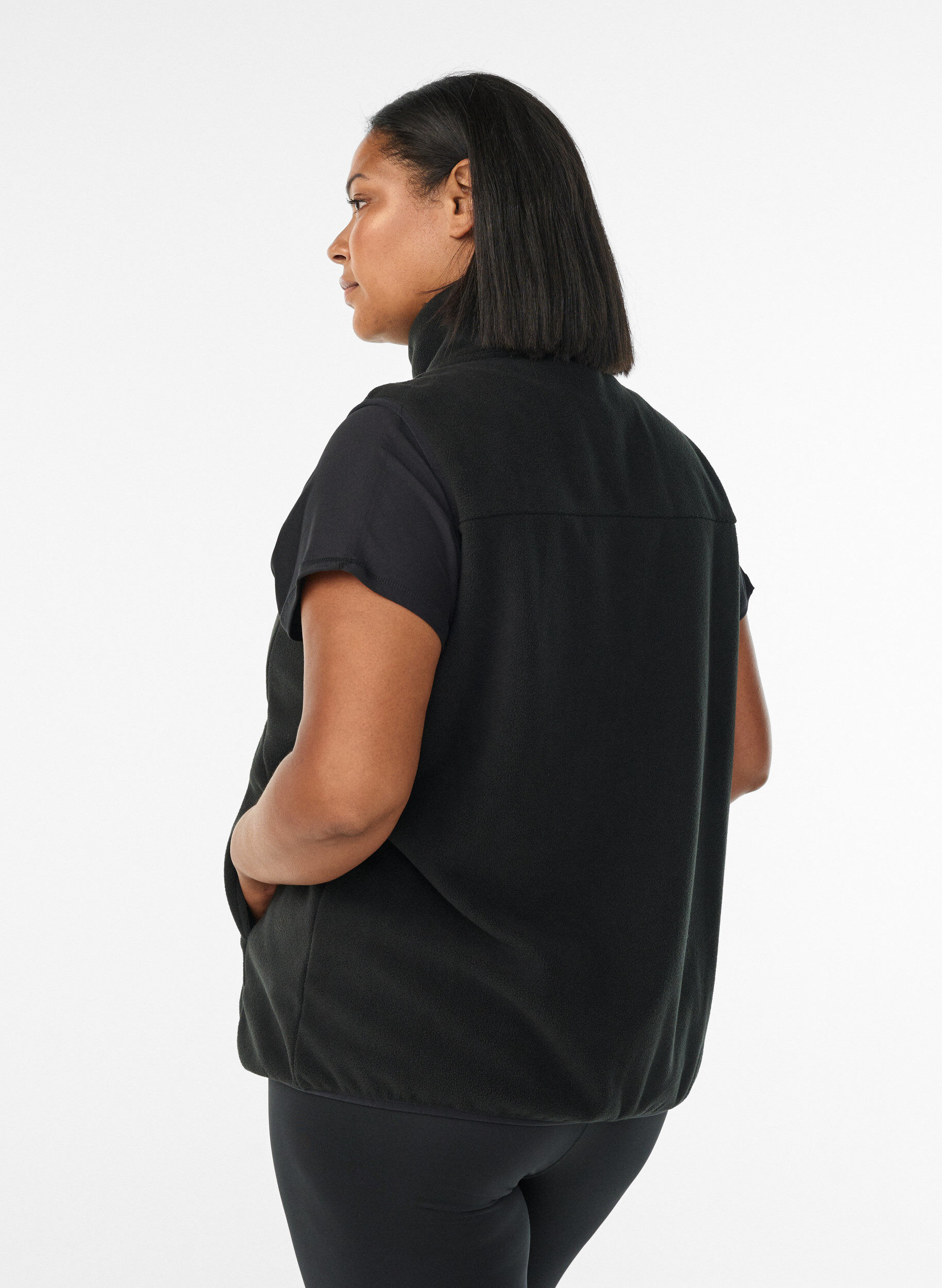 ZizziFleece vest met zakken, Zwart, Model image number 2