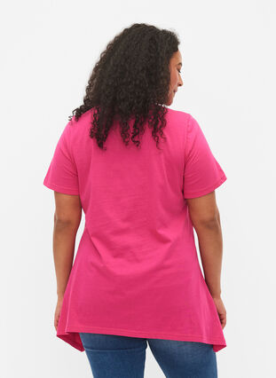 T-shirt van katoen met tekstopdruk, Beetroot Purple HAP, Model image number 1