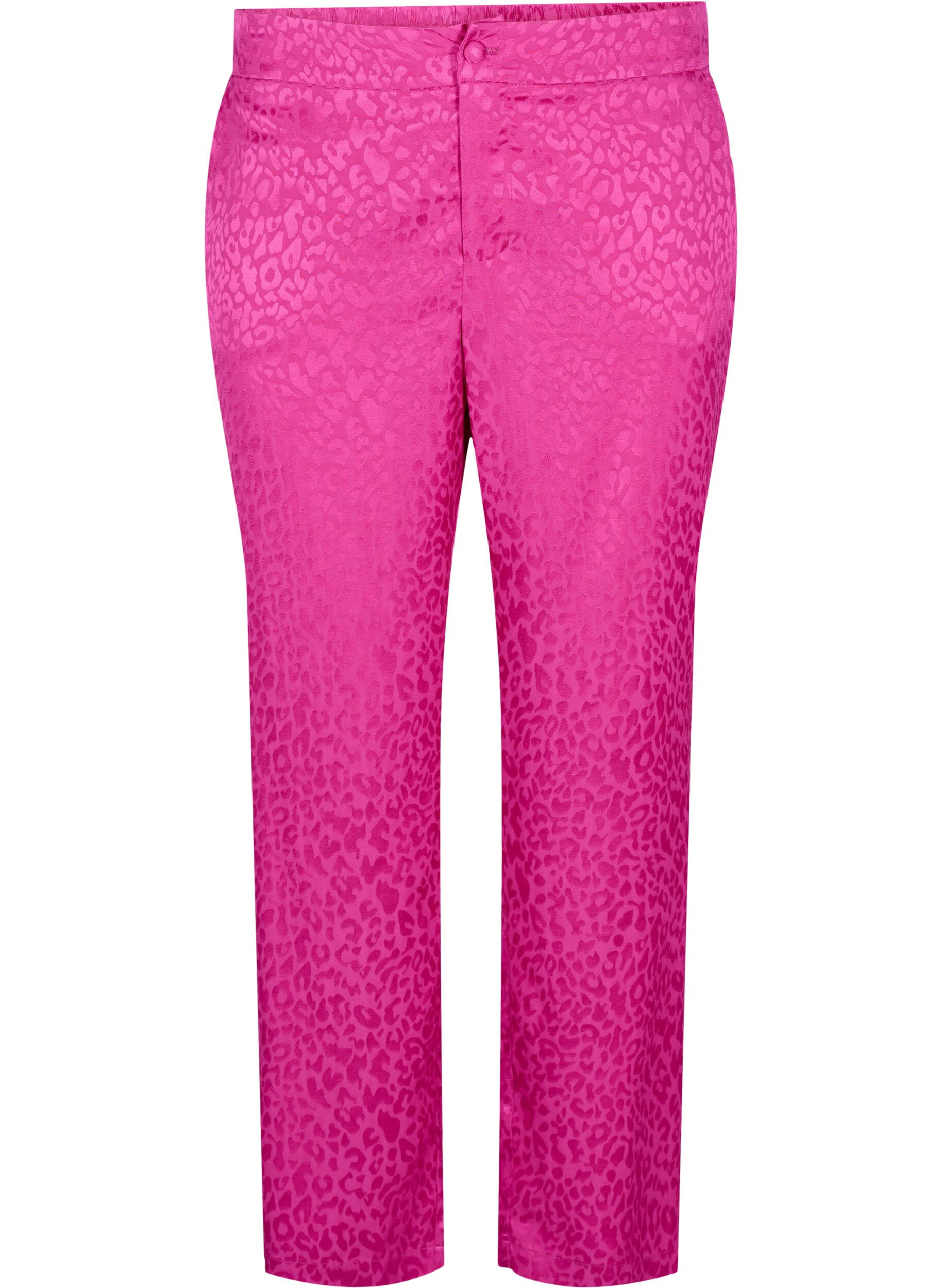 ZizziDubbelgestikte jacquard broek van viscose, Rose Violet, Packshot image number 0