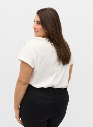 T-shirt en coton à manches courtes avec broderie, Warm Off-white, Model image number 1