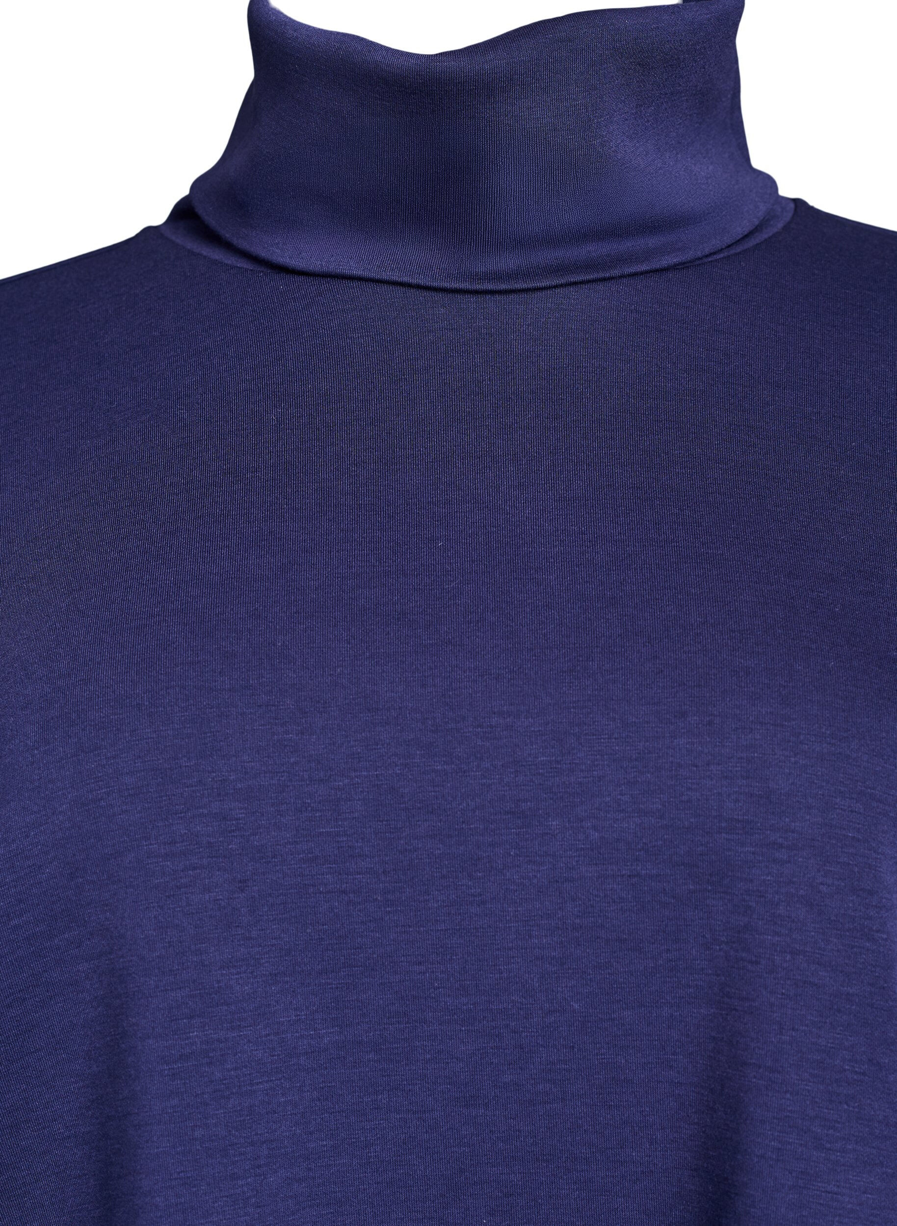 ZizziBlouse met turtleneck in modalmix, Blauw, Packshot image number 2