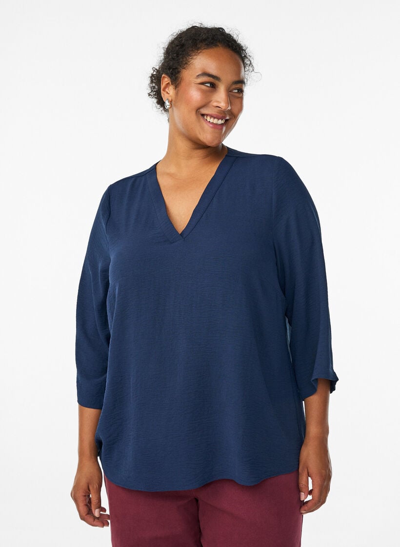 FLASH - Blouse met 3/4 mouwen, Blauw, Model image number 0
