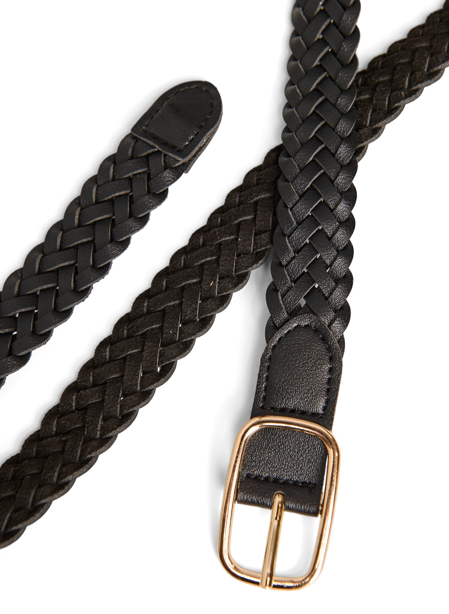 Zizzi Ceinture tress&eacute;e en similicuir, Noir, Packshot image number 2