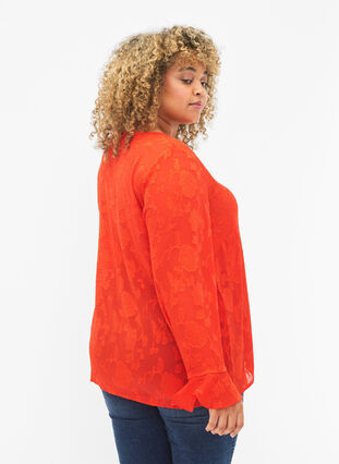 Lange mouw shirt met jacquard look, Orange.com, Model image number 1