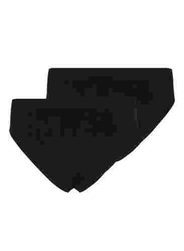 2-pack broekjes met normale taille, Black, Packshot image number 1