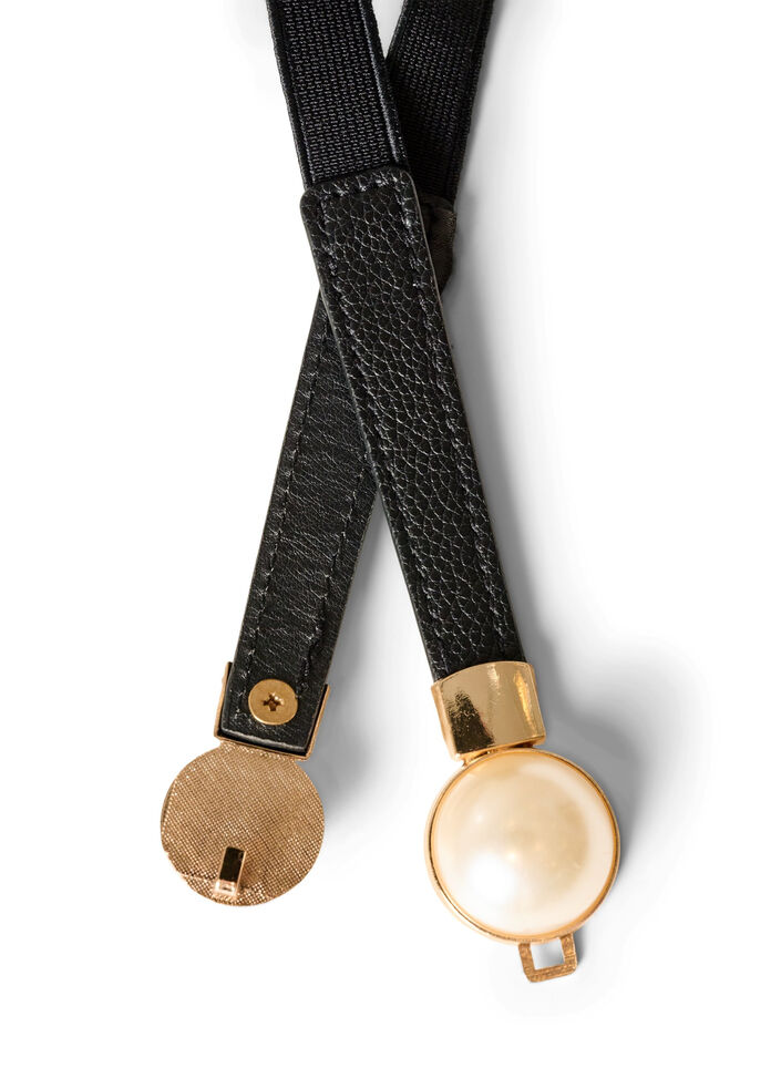 Ceinture &eacute;lastique avec d&eacute;tails perl&eacute;s, Noir, Packshot image number 1