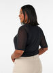 Mesh top met korte mouwen en ronde hals, Zwart, Model image number 2