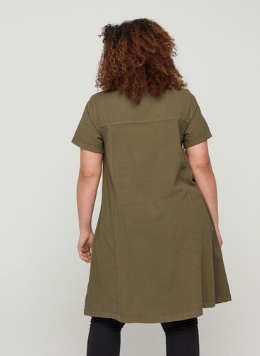 Robe à manches courtes en coton, Ivy Green, Model image number 1