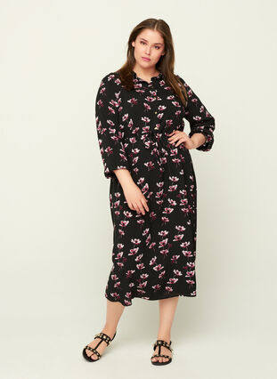 Petite robe, Black AOP, Model image number 0
