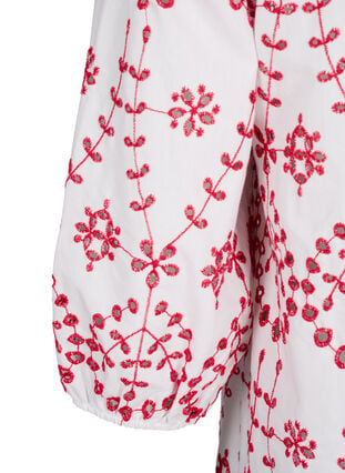 Robe avec broderie anglaise contrastante, White w. Red, Packshot image number 3