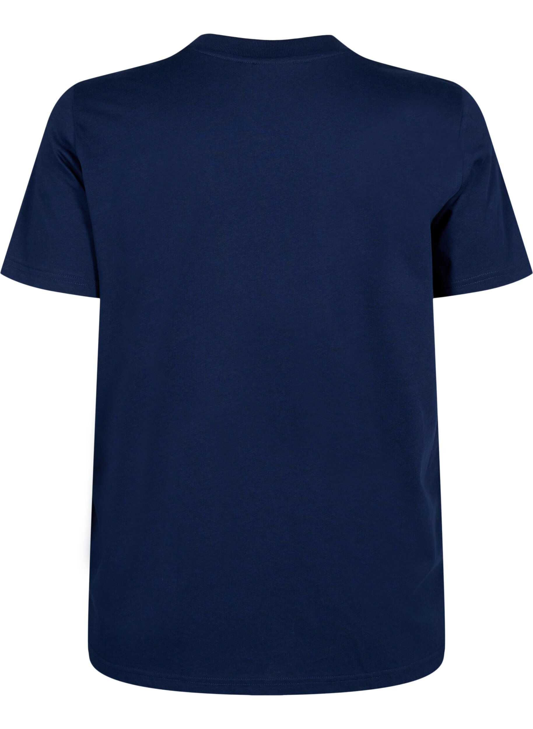 ZizziBasic katoenen T-shirt met ronde hals, Blauw, Packshot image number 1