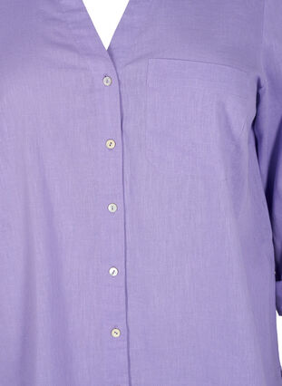 Chemisier à boutons en mélange de coton et de lin, Lavender, Packshot image number 2