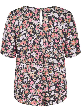 Viscose blouse met korte mouwen en bloemenprint, Flower AOP, Packshot image number 1