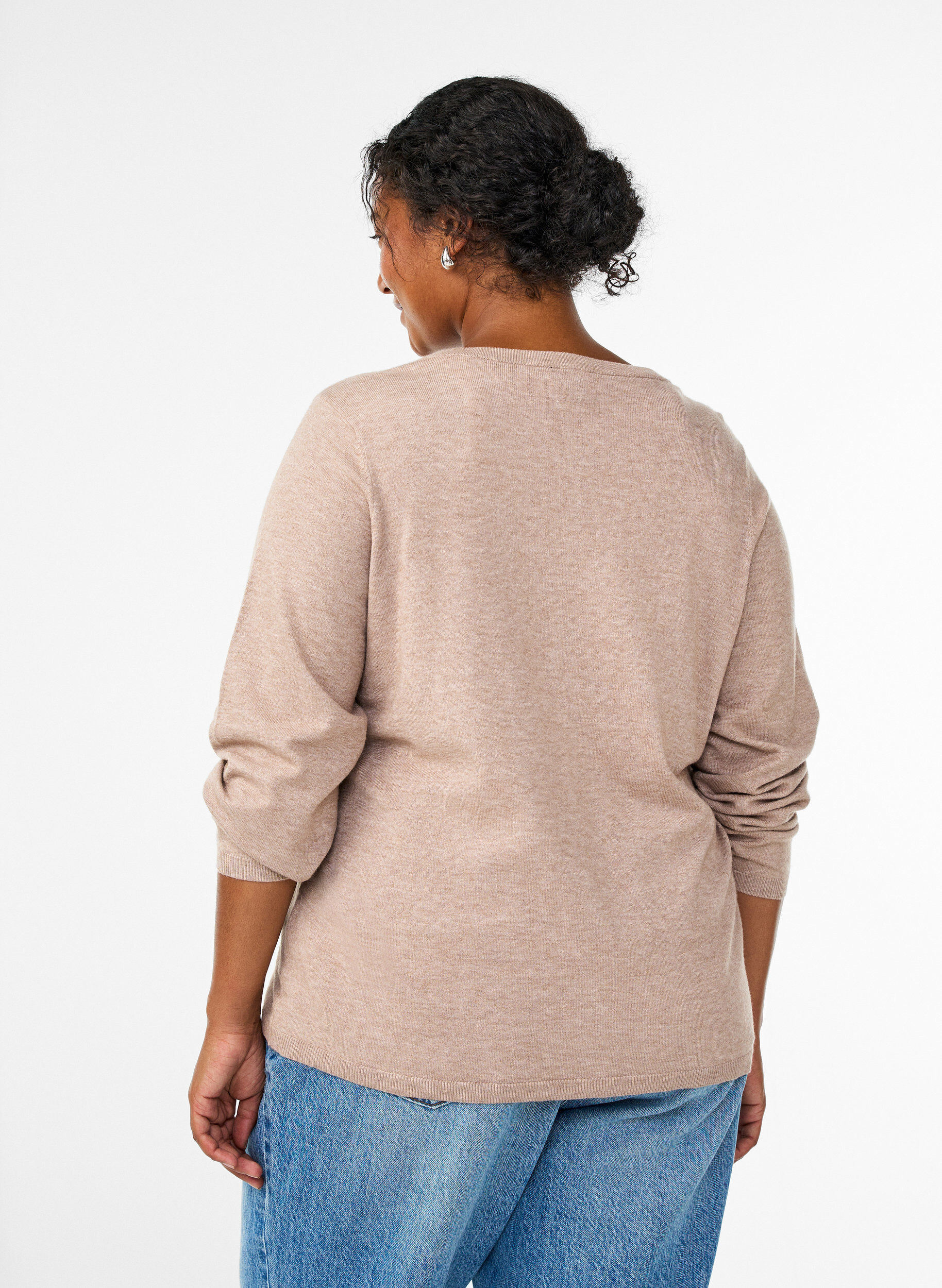 ZizziCardigan met ronde knopen, Beige, Model image number 2