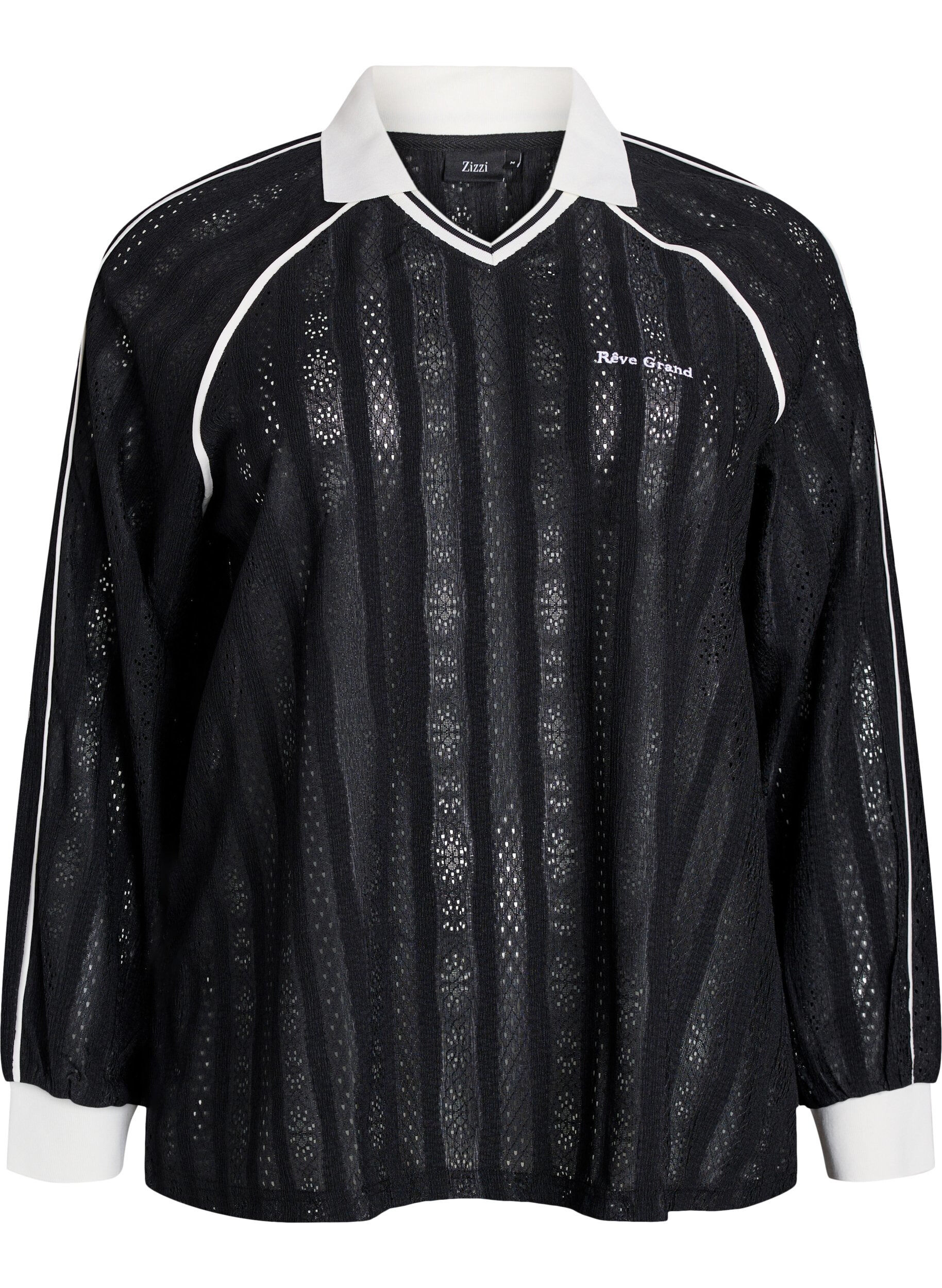 Jersey blouse met een textuur en contrasterende details