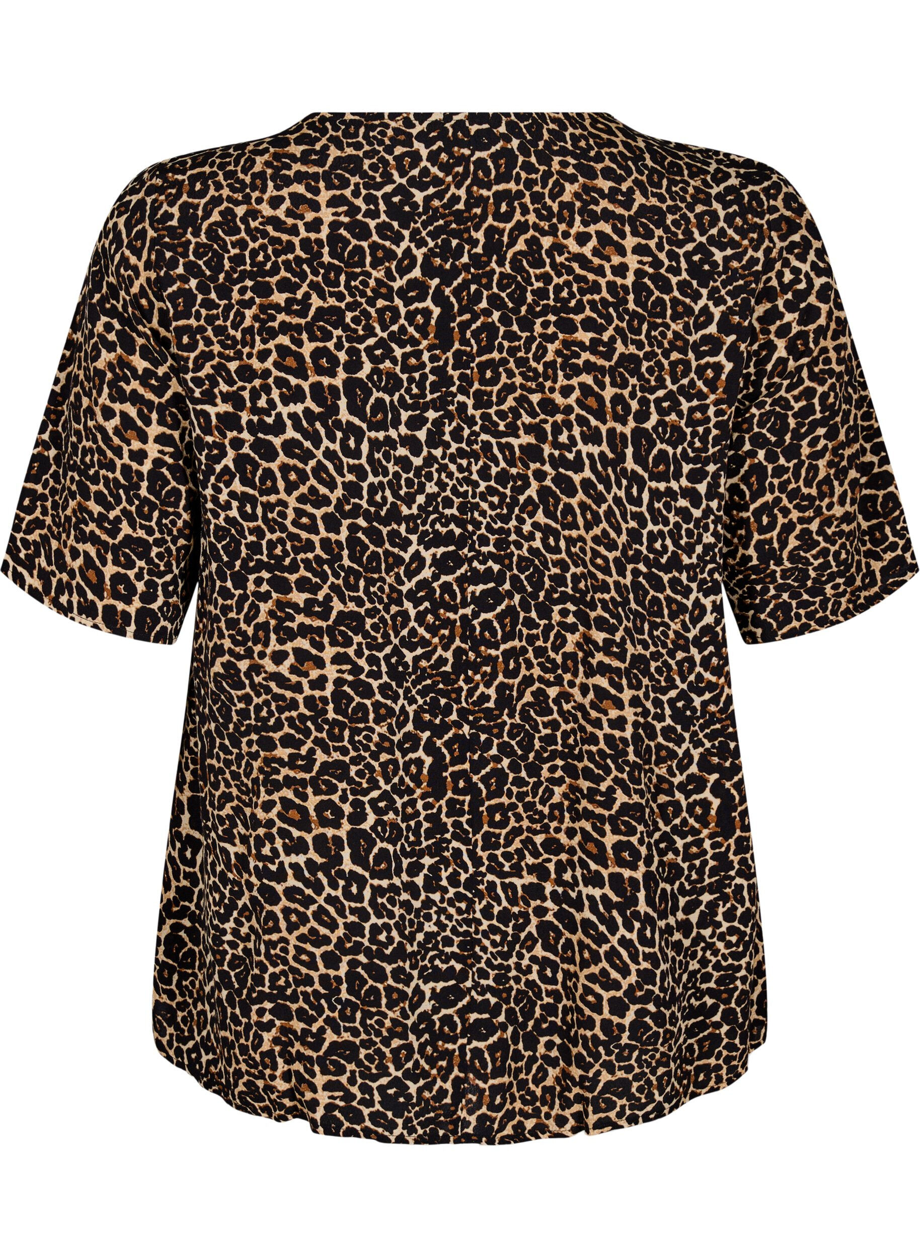 ZizziKorte mouw visrose Blouse met print, Bruin, Packshot image number 1