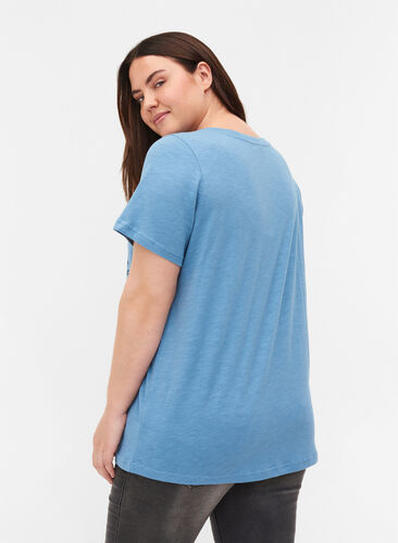 T-shirt avec imprimé en coton biologique, Blue Heaven Melange, Model image number 1