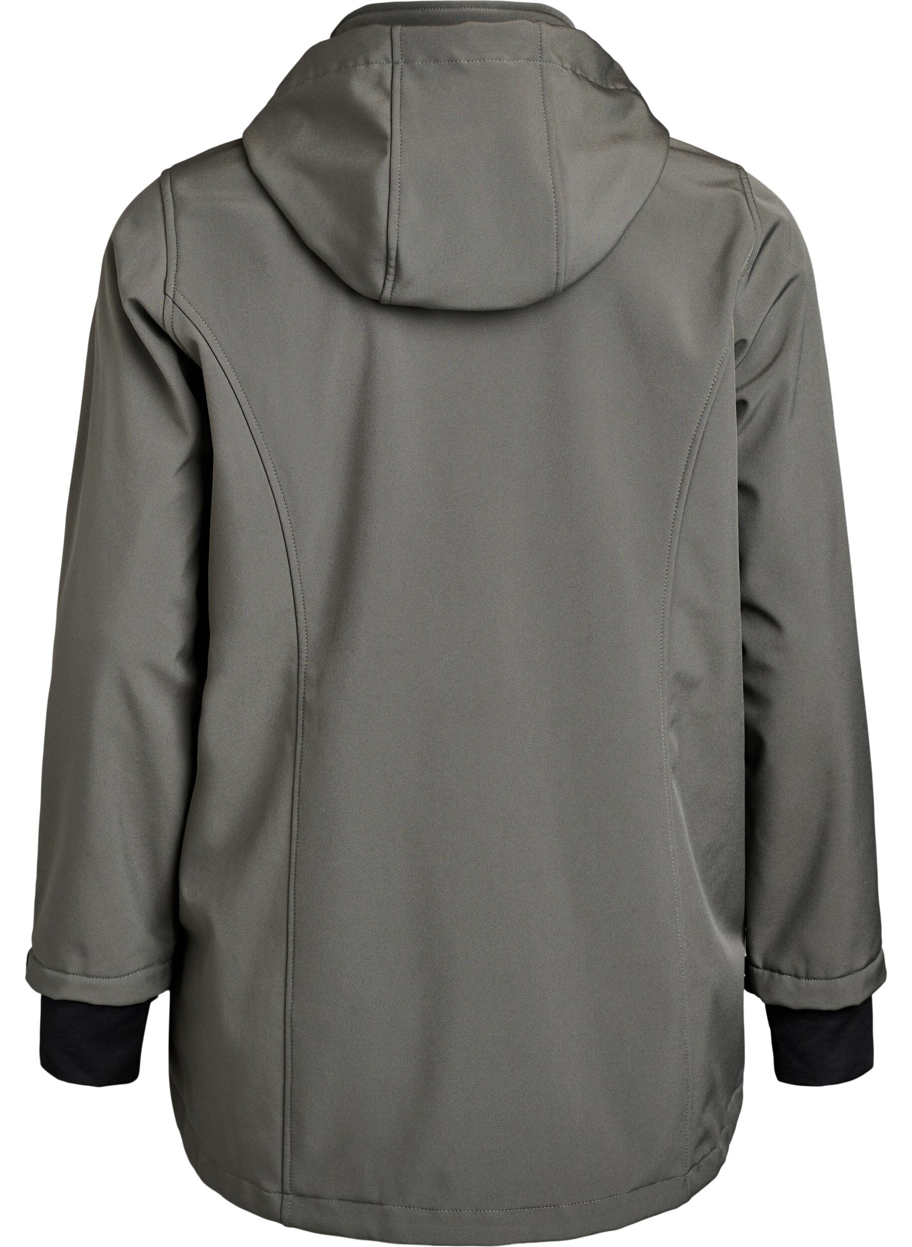 ZizziVeste courte softshell avec capuche amovible, Gris anthracite, Packshot image number 1