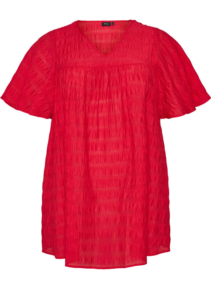 Tunique en lyocell avec manches papillon, Rouge, Packshot image number 0
