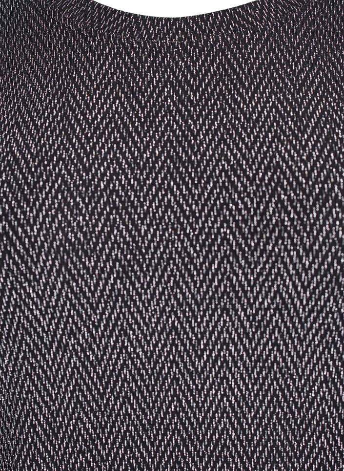 Blouse met visgraatpatroon en glinsterend garen, Zwart, Packshot image number 2