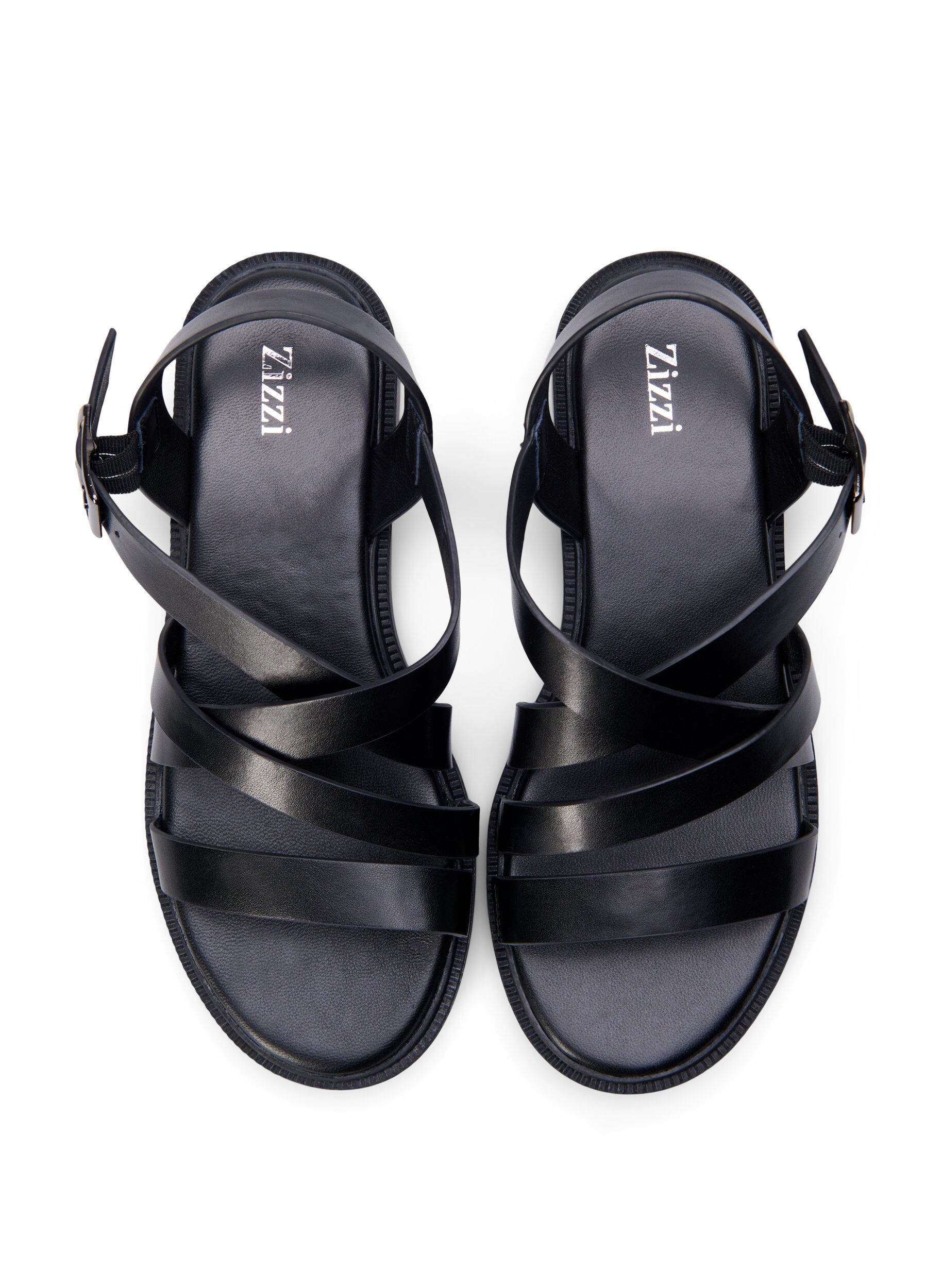 ZizziLeren zomersandalen met een brede pasvorm, Black, Packshot image number 2