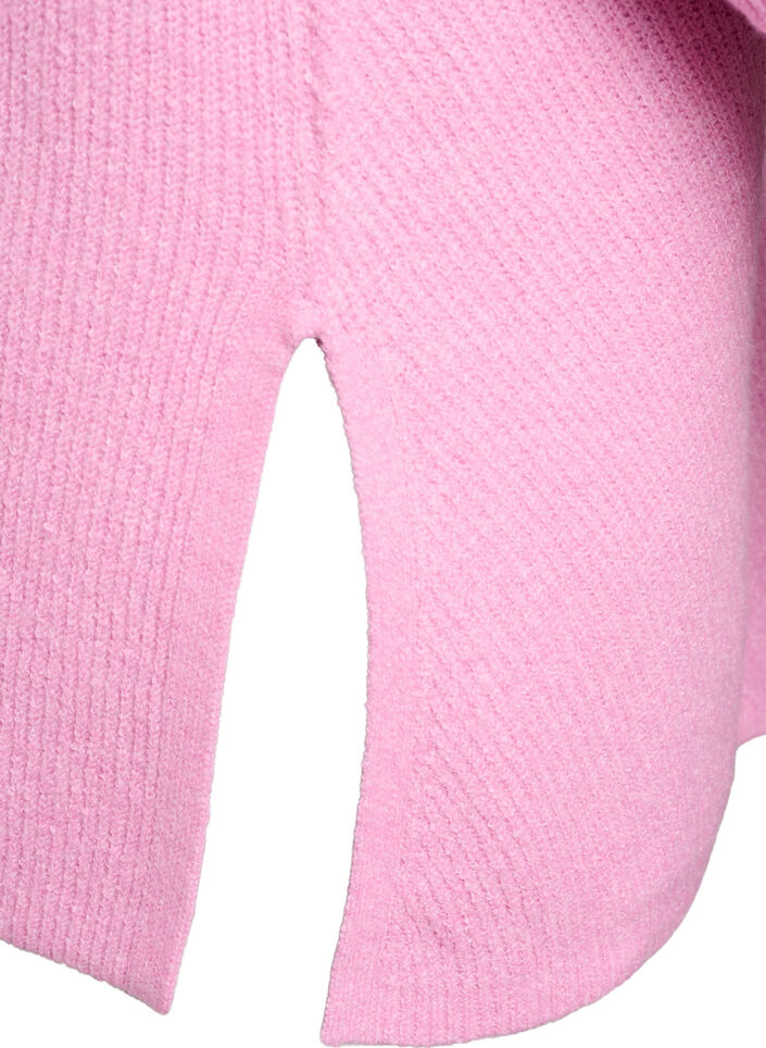 Gebreide trui met diagonale structuur en raglanmouwen, Roze, Packshot image number 3