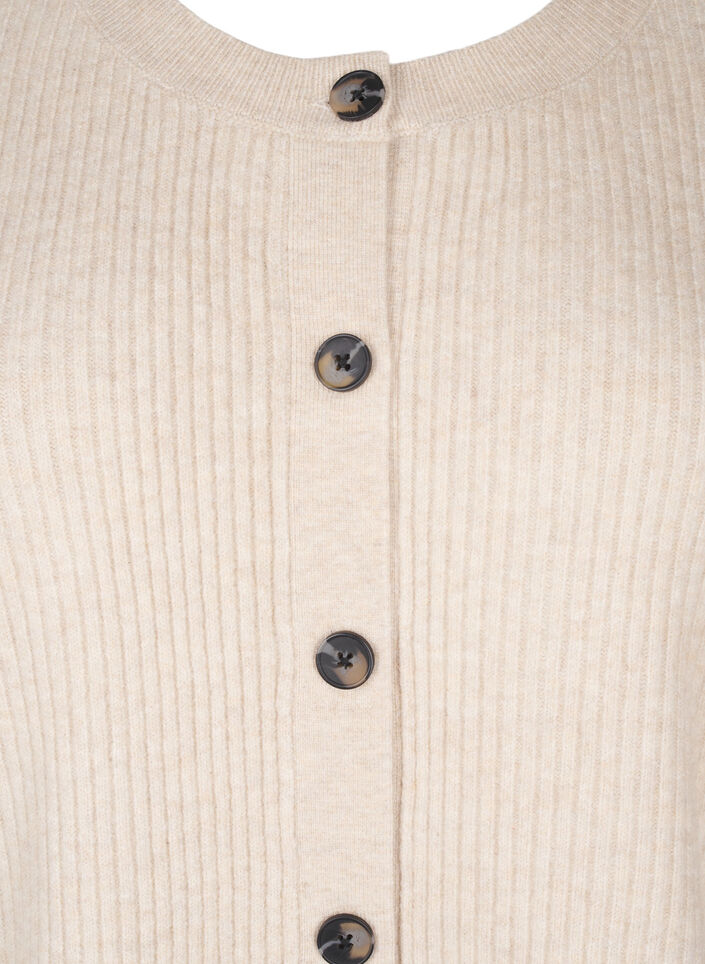 Cardigan en tricot côtelé avec boutons, Beige, Packshot image number 2