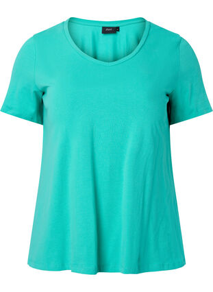 Basic t-shirt in effen kleur met katoen, Aqua Green, Packshot image number 0
