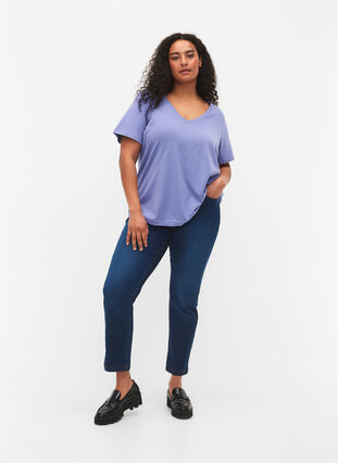 T-shirt à manches courtes avec col en V, Lavender Viloet, Model image number 2