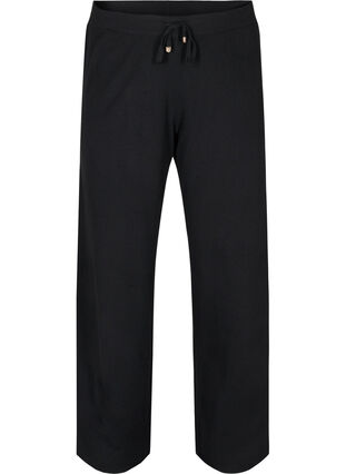 Pantalon en tricot avec cordon de serrage, Black, Packshot image number 0