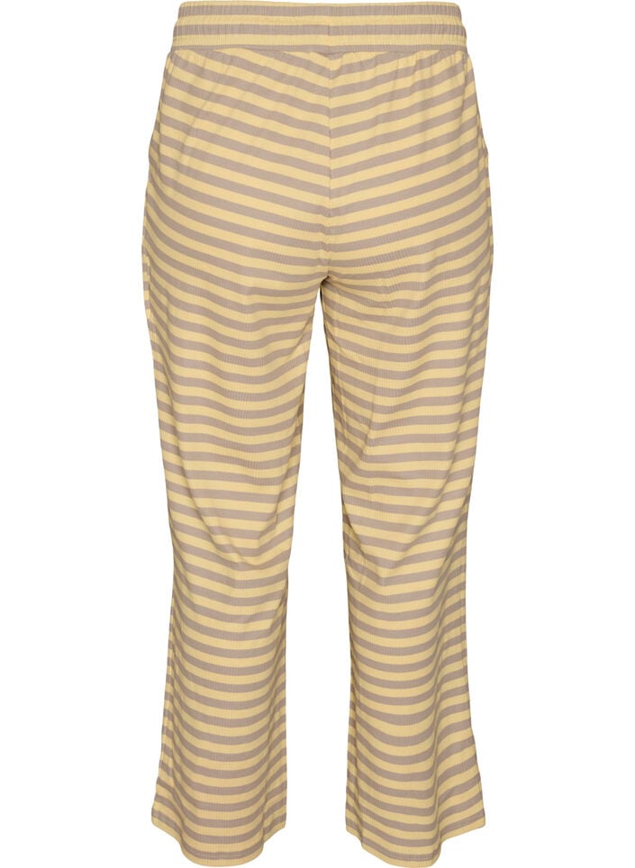Pantalon de pyjama ray&eacute; &agrave; taille haute et coupe ample, Jaune clair, Packshot image number 1