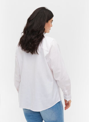 Chemise à manches longues en coton, Bright White, Model image number 1