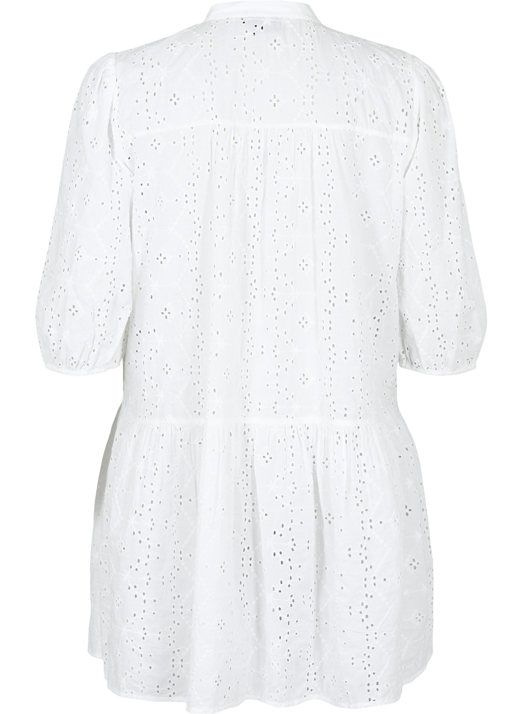 ZizziOverhemdjurk van katoen met broderie anglaise, Bright White, Packshot image number 1