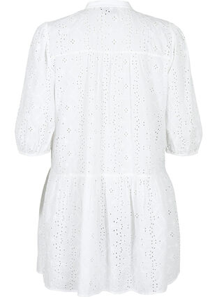 Robe chemise en coton à broderie anglaise, Bright White, Packshot image number 1