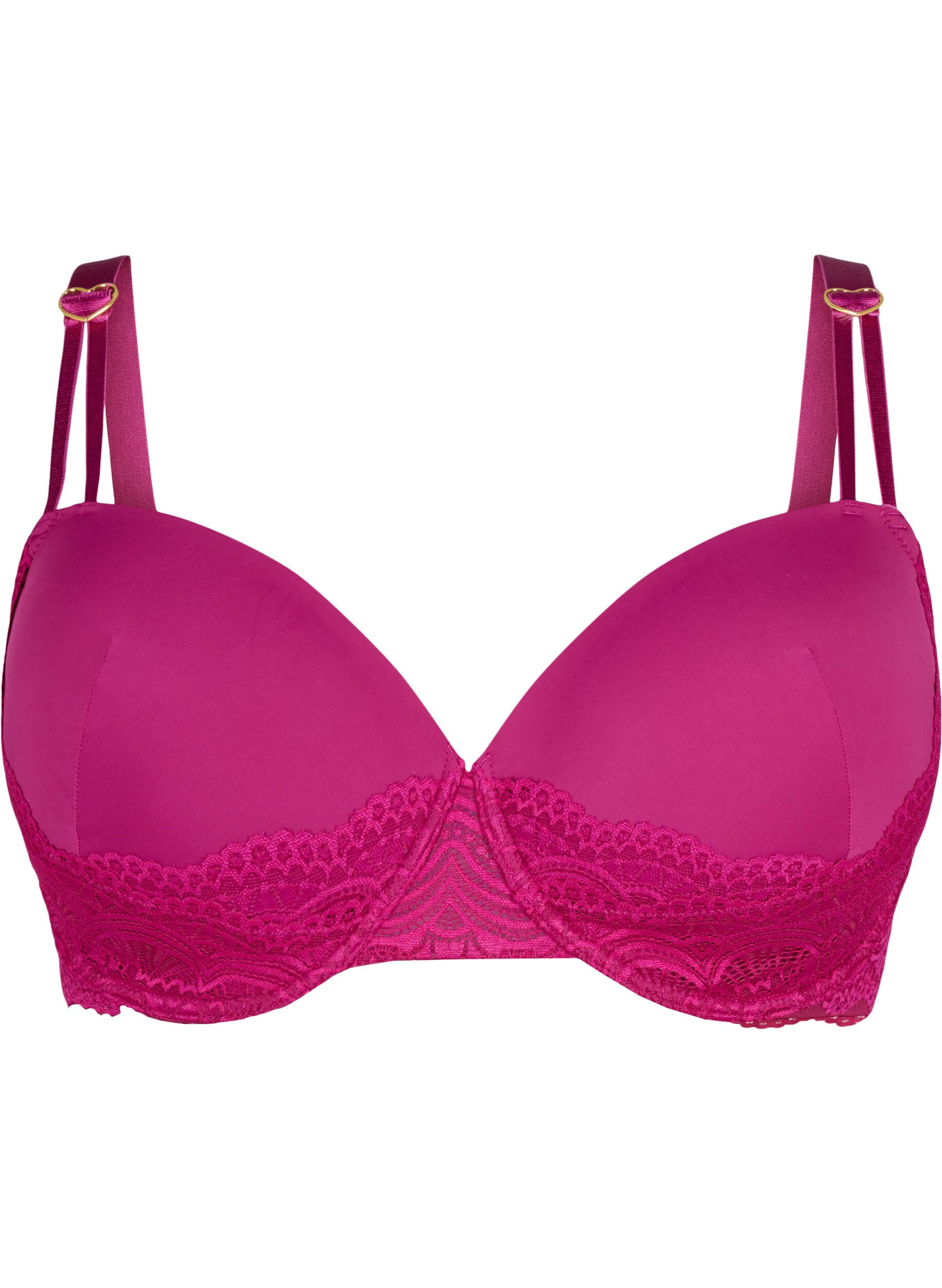 ZizziVoorgevormde Bh met kanten kantpatroon, Rood, Packshot image number 0