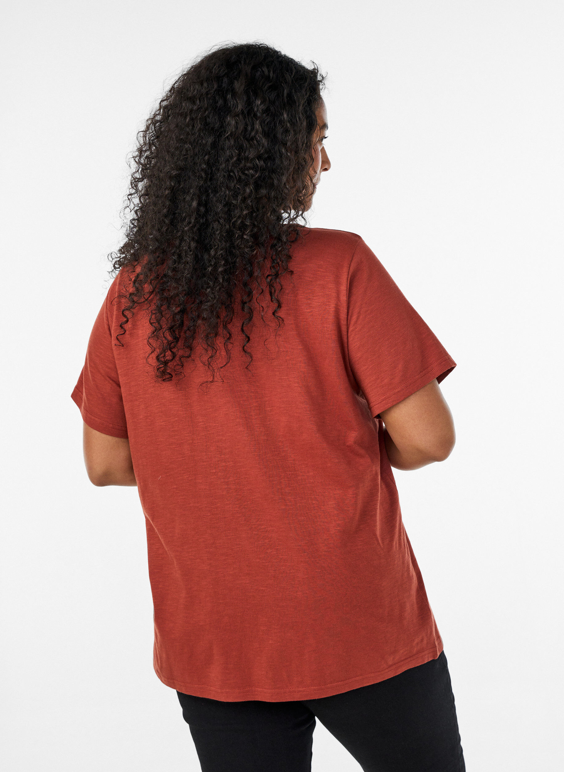 ZizziT-shirt dot&eacute; de boutons, Marron, Model image number 0