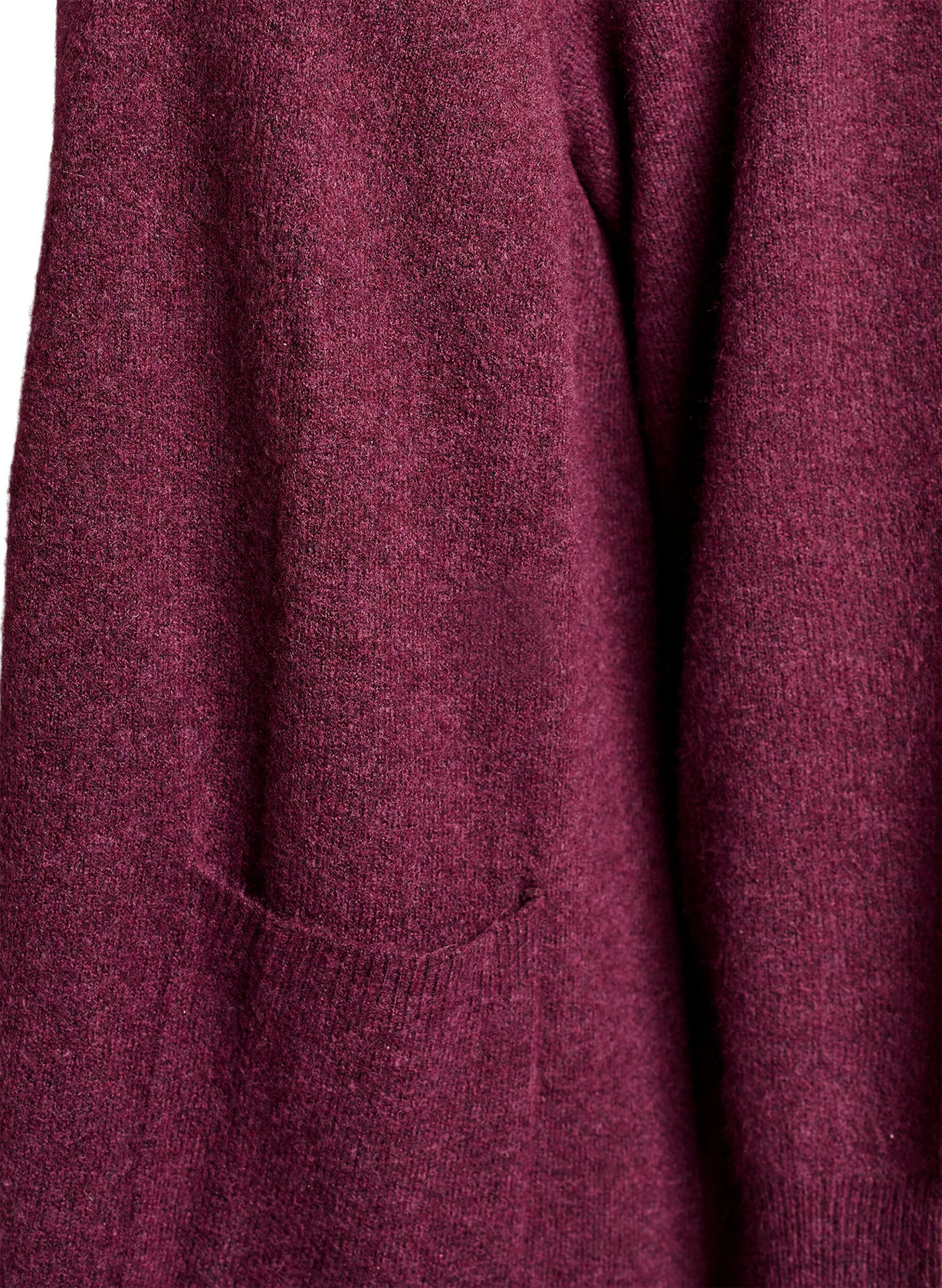 Zizzi Cardigan long en maille avec poches, Bordeaux, Packshot image number 2