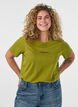 Katoenen T-shirt met tekstbadge, Groen, Model image number 0