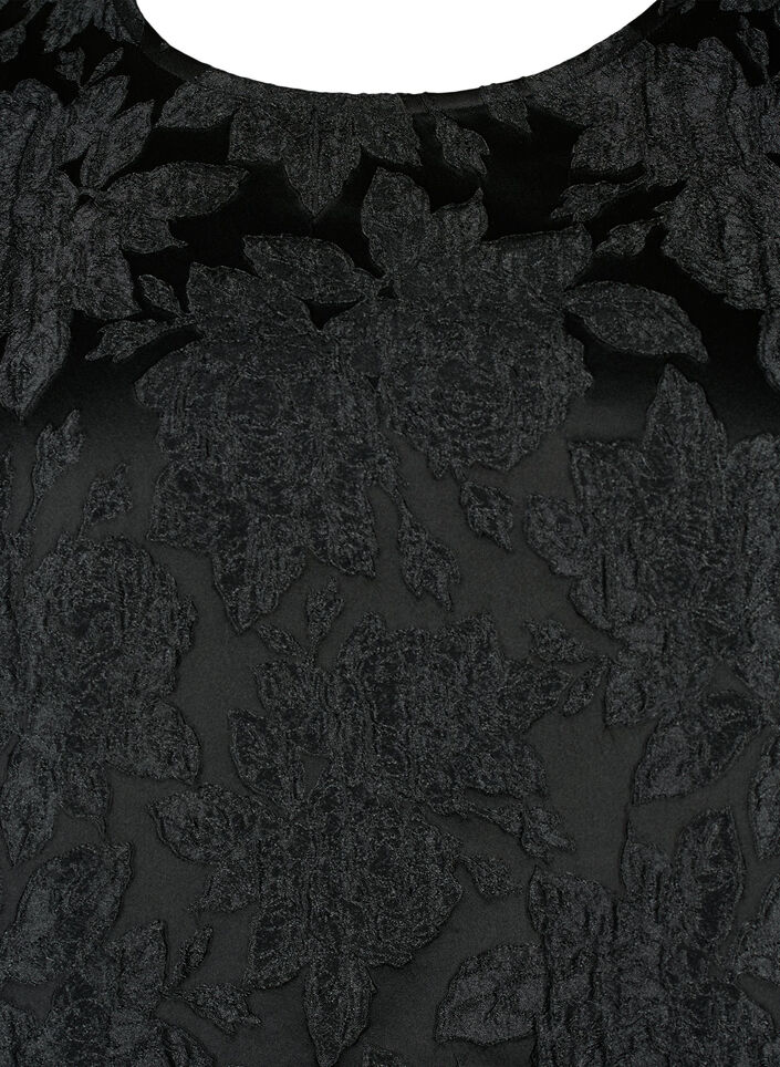 Blouse jacquard avec manches 3/4, Black, Packshot image number 2