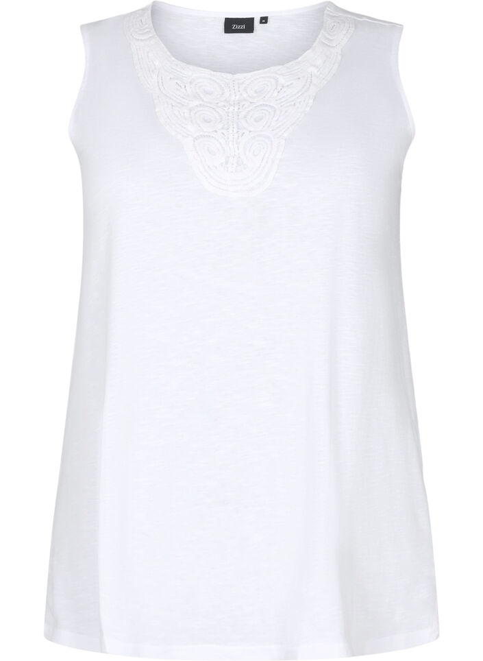 	 Mouwloze top in katoen, Bright White, Packshot image number 0