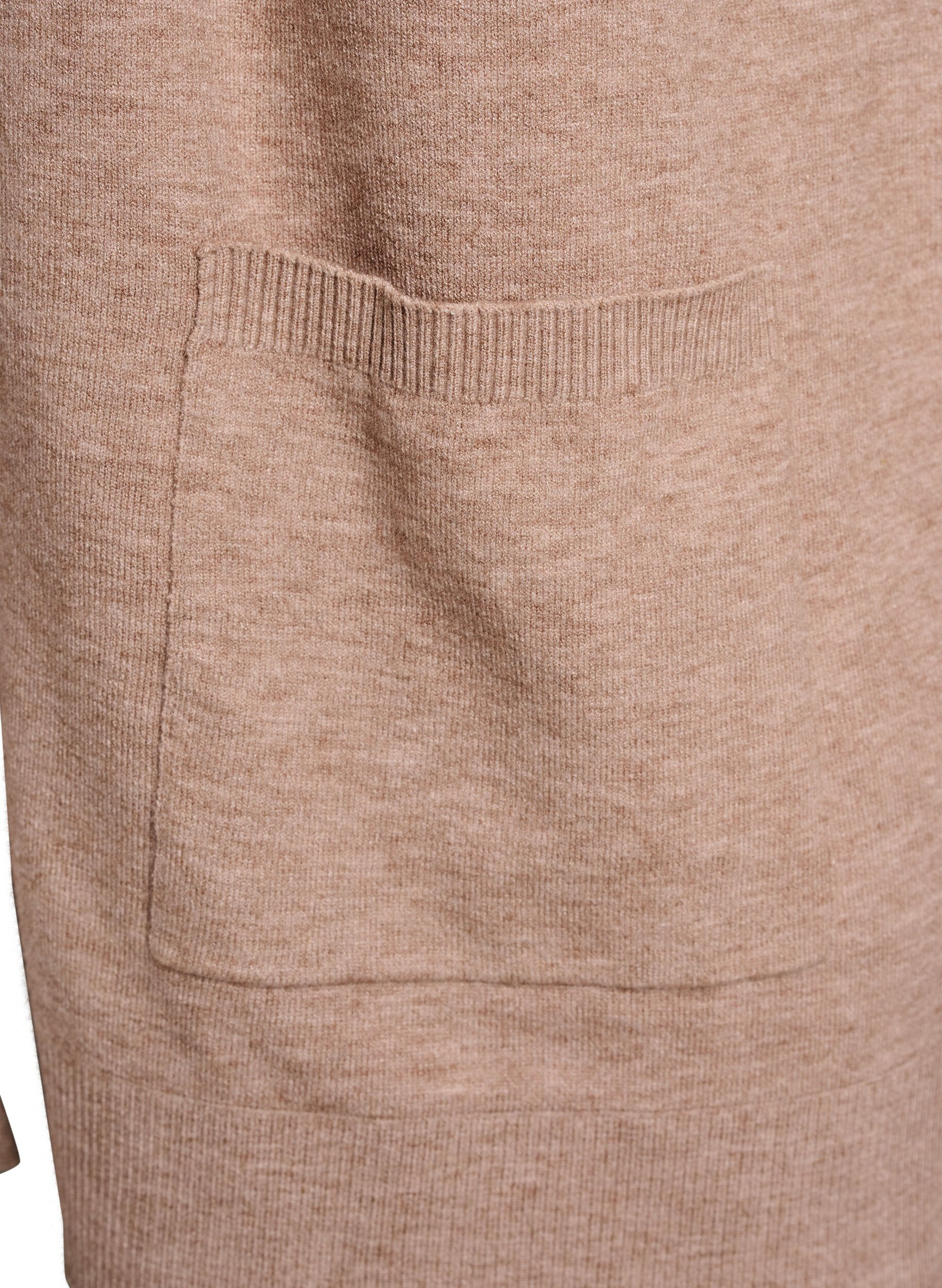 Zizzi Cardigan long en maille ouvert avec poches, Beige, Packshot image number 3
