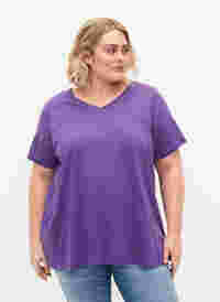 T-shirt met korte mouwen en a-vorm, Deep Lavender, Model
